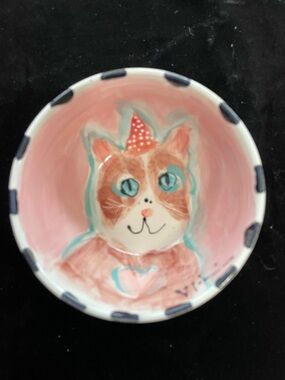 Hand  painted  CatCeramic 5.5”x3” All Purpose Bowls  Victoria Heisler Handmade